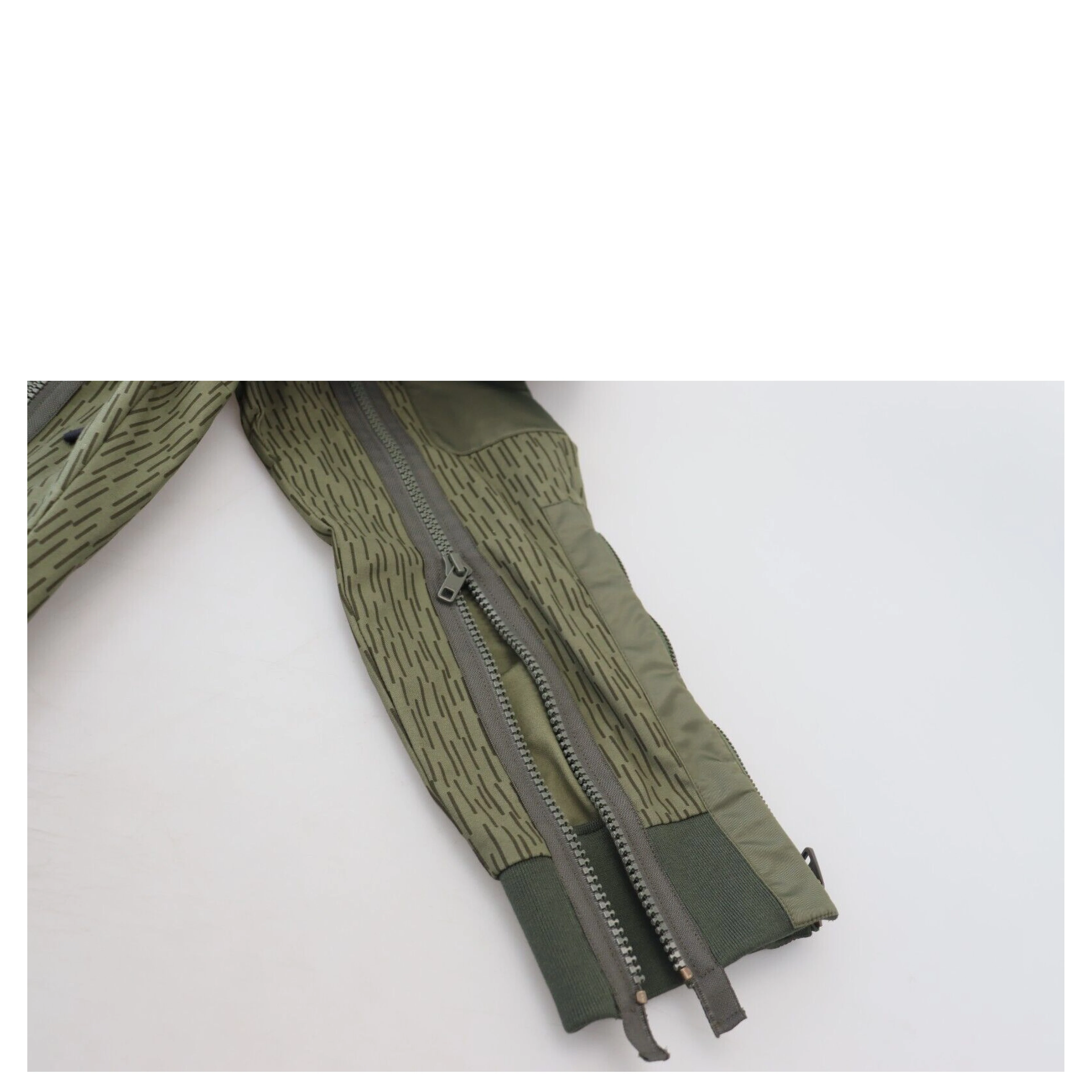 Green Striped Cargo Zipper Leg Men Trouser Pants