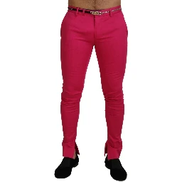 Pink Zipper Buckle Waist Trousers Pants