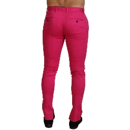 Pink Zipper Buckle Waist Trousers Pants