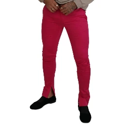Pink Zipper Buckle Waist Trousers Pants