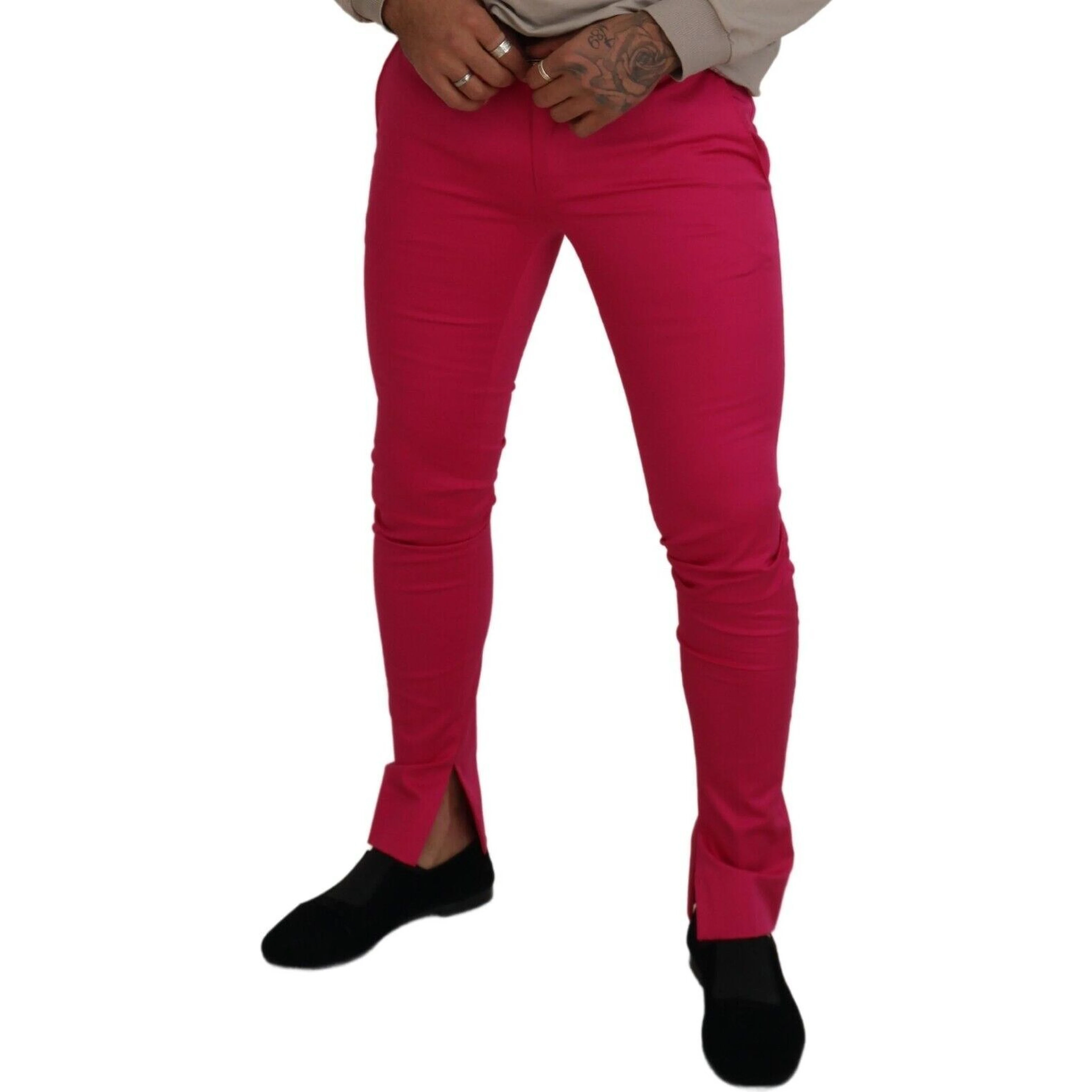Pink Zipper Buckle Waist Trousers Pants