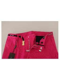 Pink Zipper Buckle Waist Trousers Pants