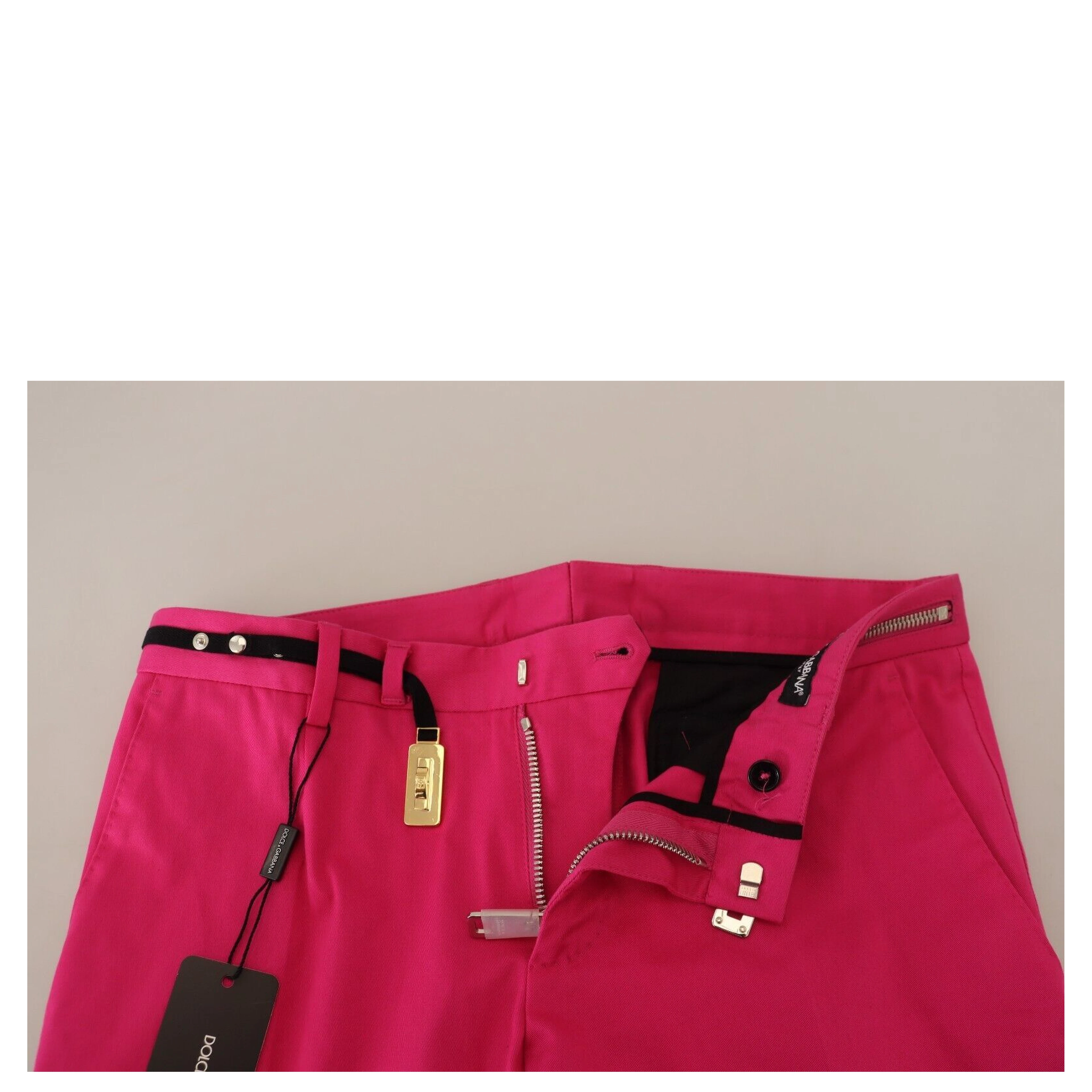 Pink Zipper Buckle Waist Trousers Pants