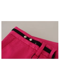 Pink Zipper Buckle Waist Trousers Pants