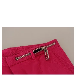 Pink Zipper Buckle Waist Trousers Pants