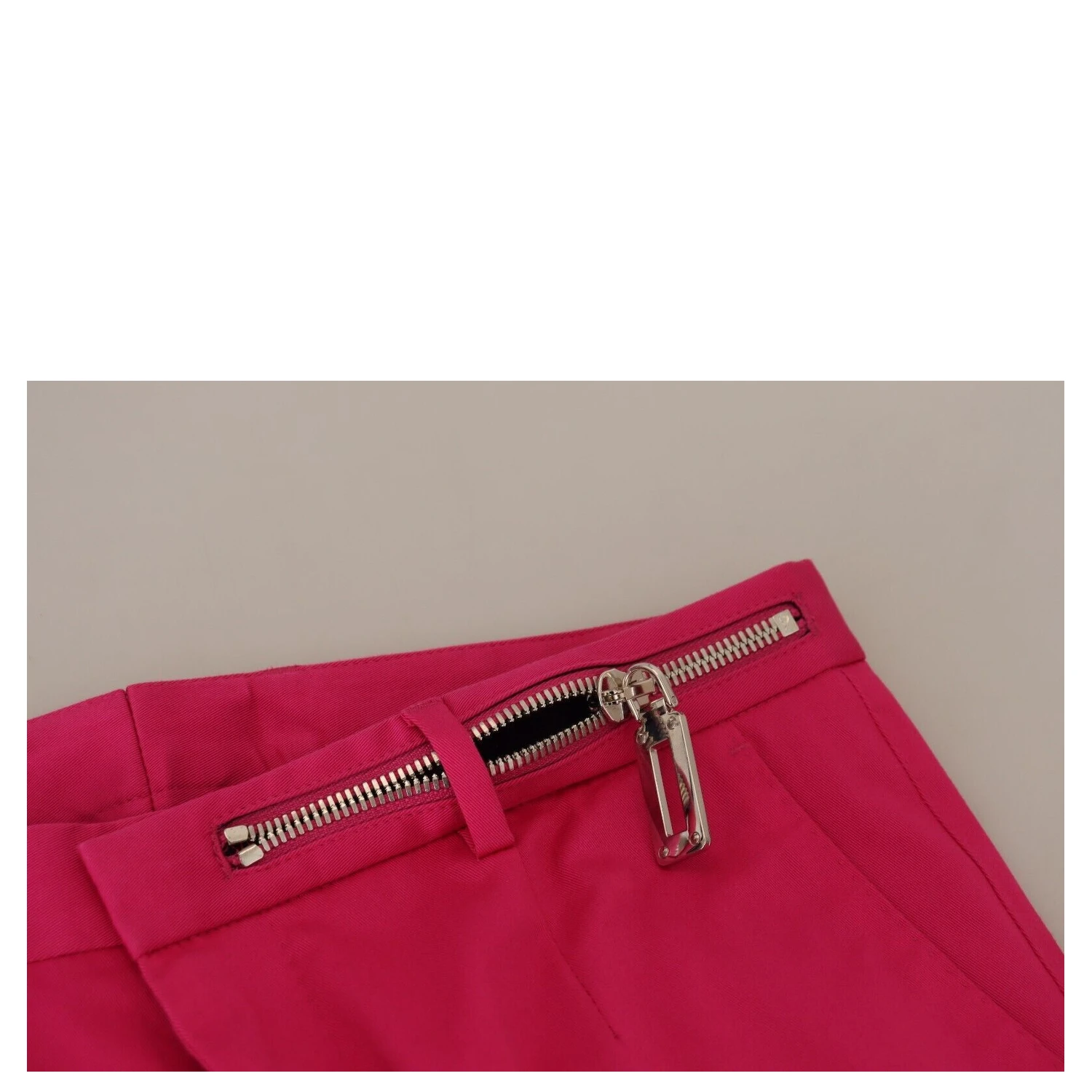 Pink Zipper Buckle Waist Trousers Pants