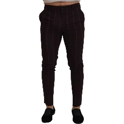 Brown Striped Men Trousers Cotton Pants
