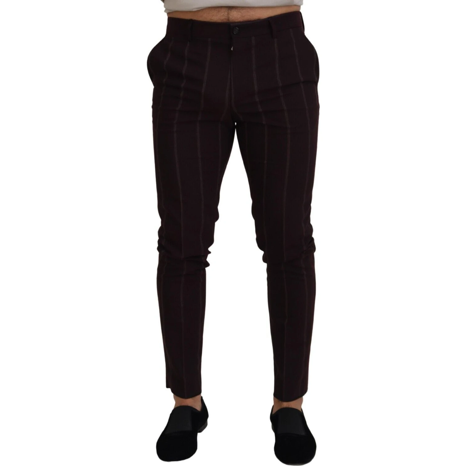 Brown Striped Men Trousers Cotton Pants