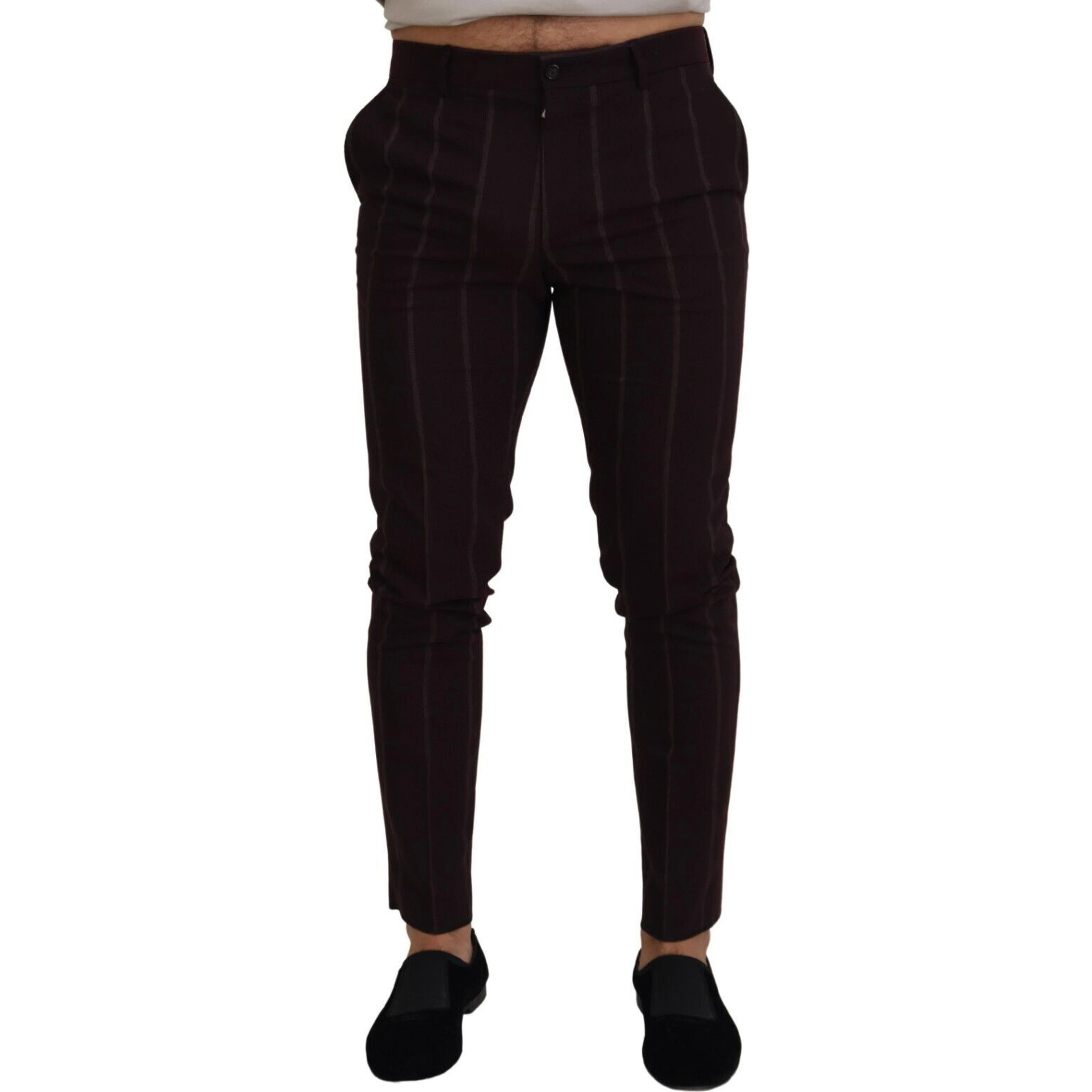 Brown Striped Men Trousers Cotton Pants