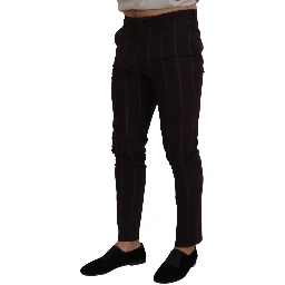 Brown Striped Men Trousers Cotton Pants