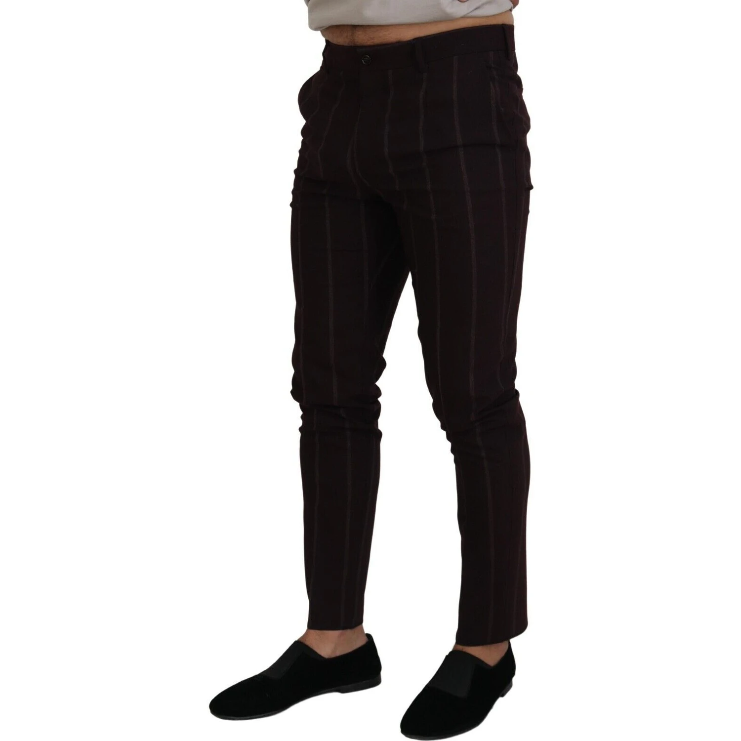 Brown Striped Men Trousers Cotton Pants