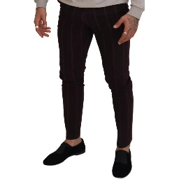 Brown Striped Men Trousers Cotton Pants