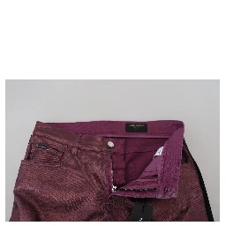 Magenta Cotton Men Casual Harness Denim Jeans