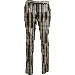 Multicolor Checkered Cotton Straight Fit Men Pants