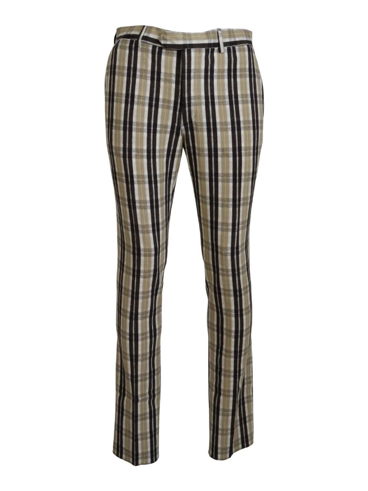 Multicolor Checkered Cotton Straight Fit Men Pants