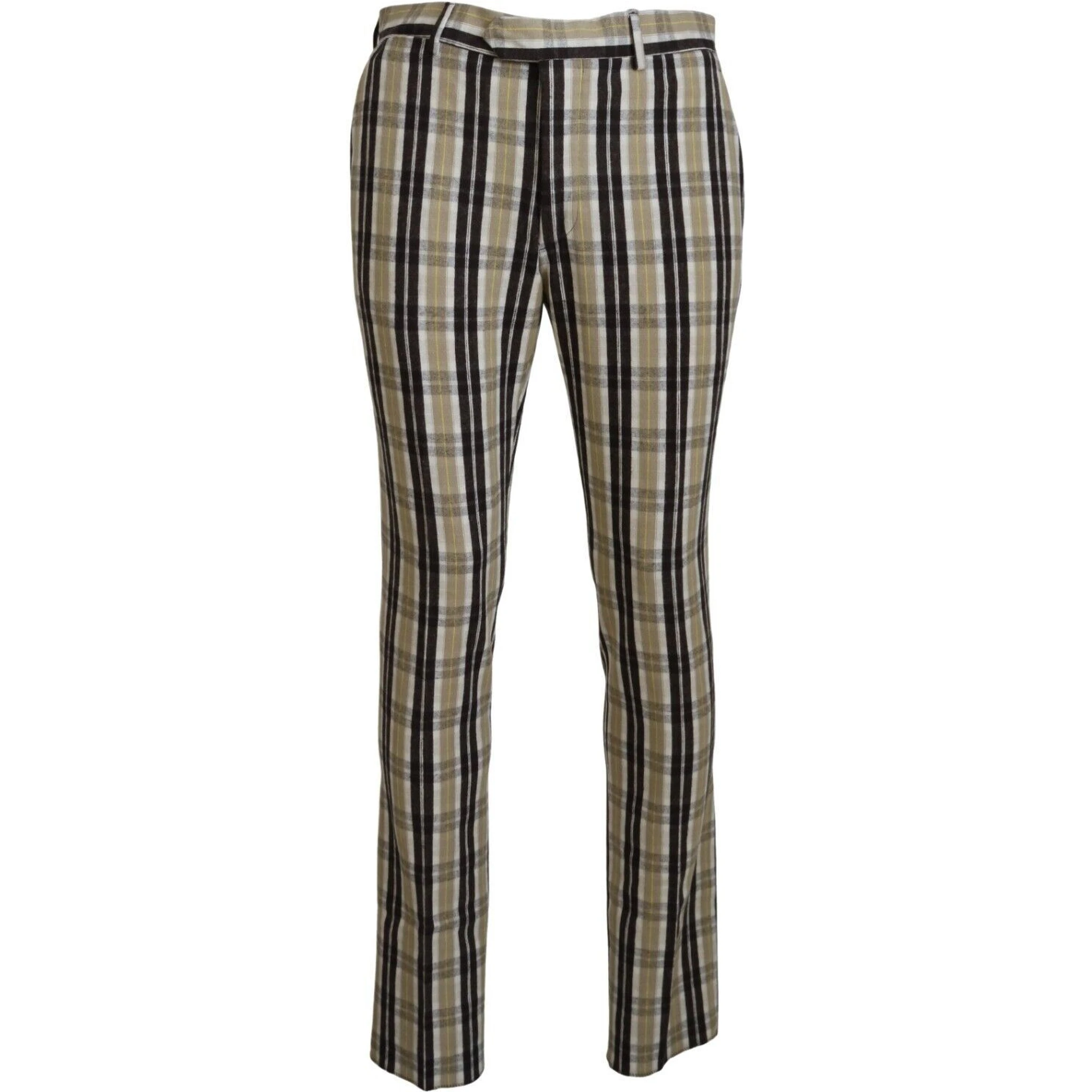 Multicolor Checkered Cotton Straight Fit Men Pants