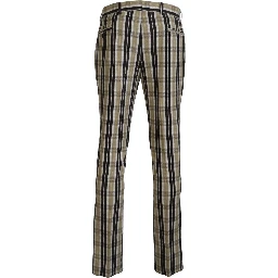 Multicolor Checkered Cotton Straight Fit Men Pants