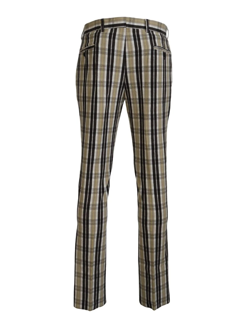 Multicolor Checkered Cotton Straight Fit Men Pants
