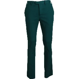 Green Straight Fit Men Formal Trousers Pants