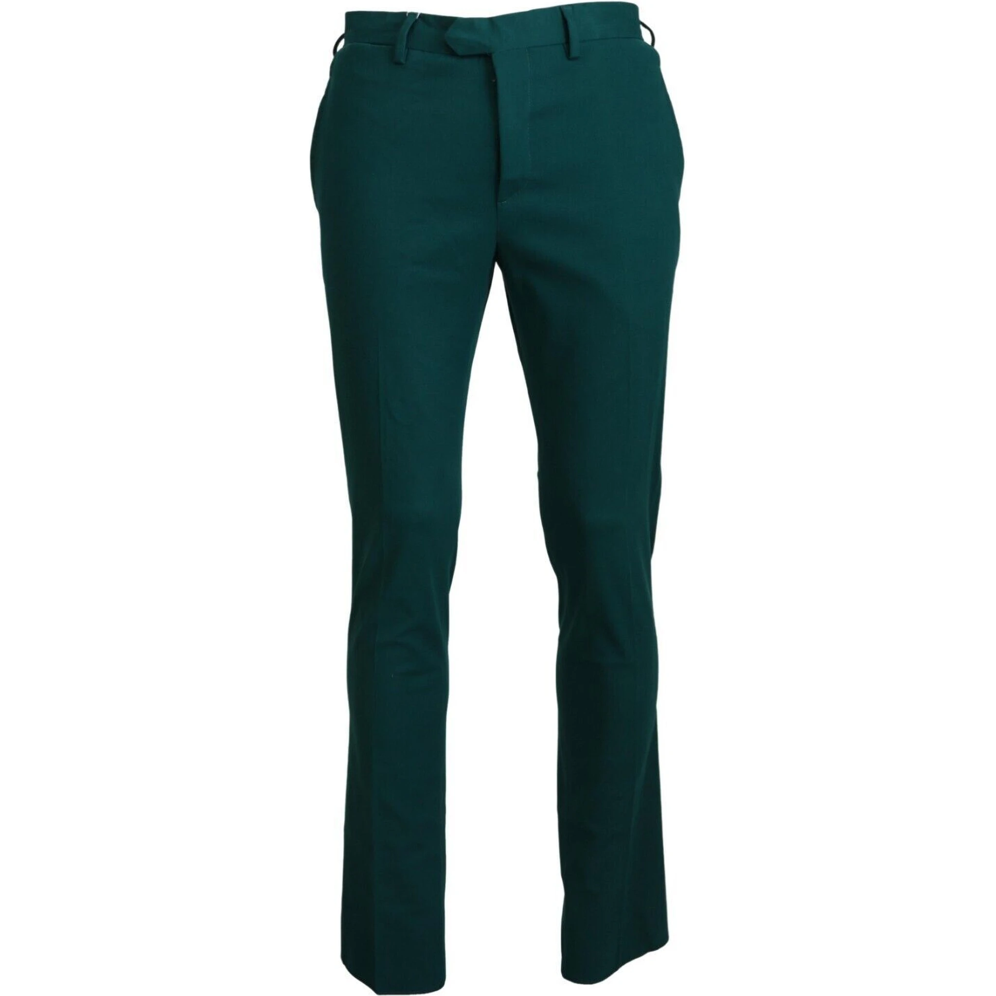 Green Straight Fit Men Formal Trousers Pants