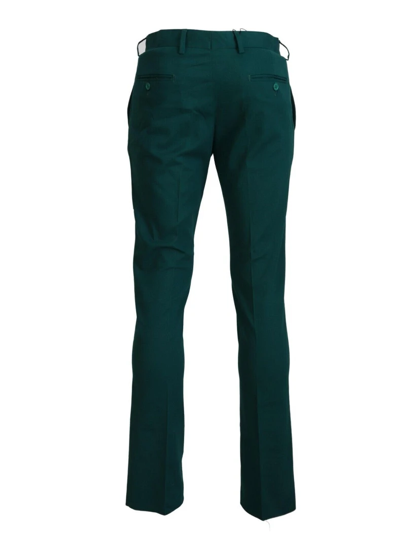 Green Straight Fit Men Formal Trousers Pants