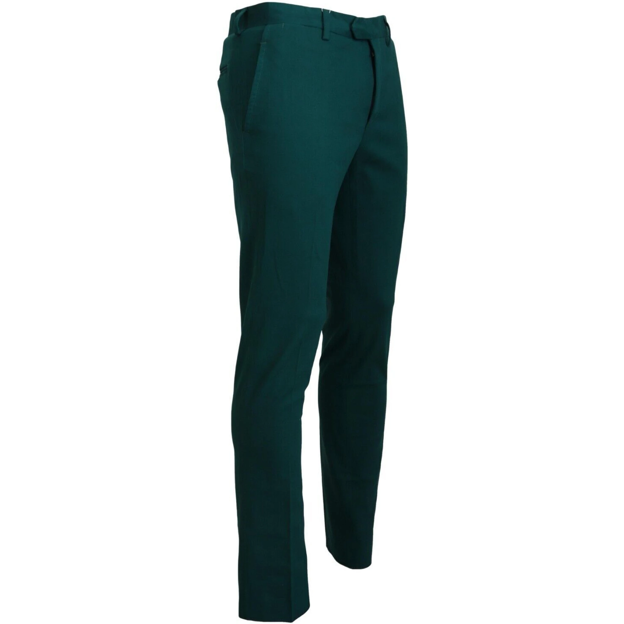 Green Straight Fit Men Formal Trousers Pants