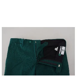 Green Straight Fit Men Formal Trousers Pants