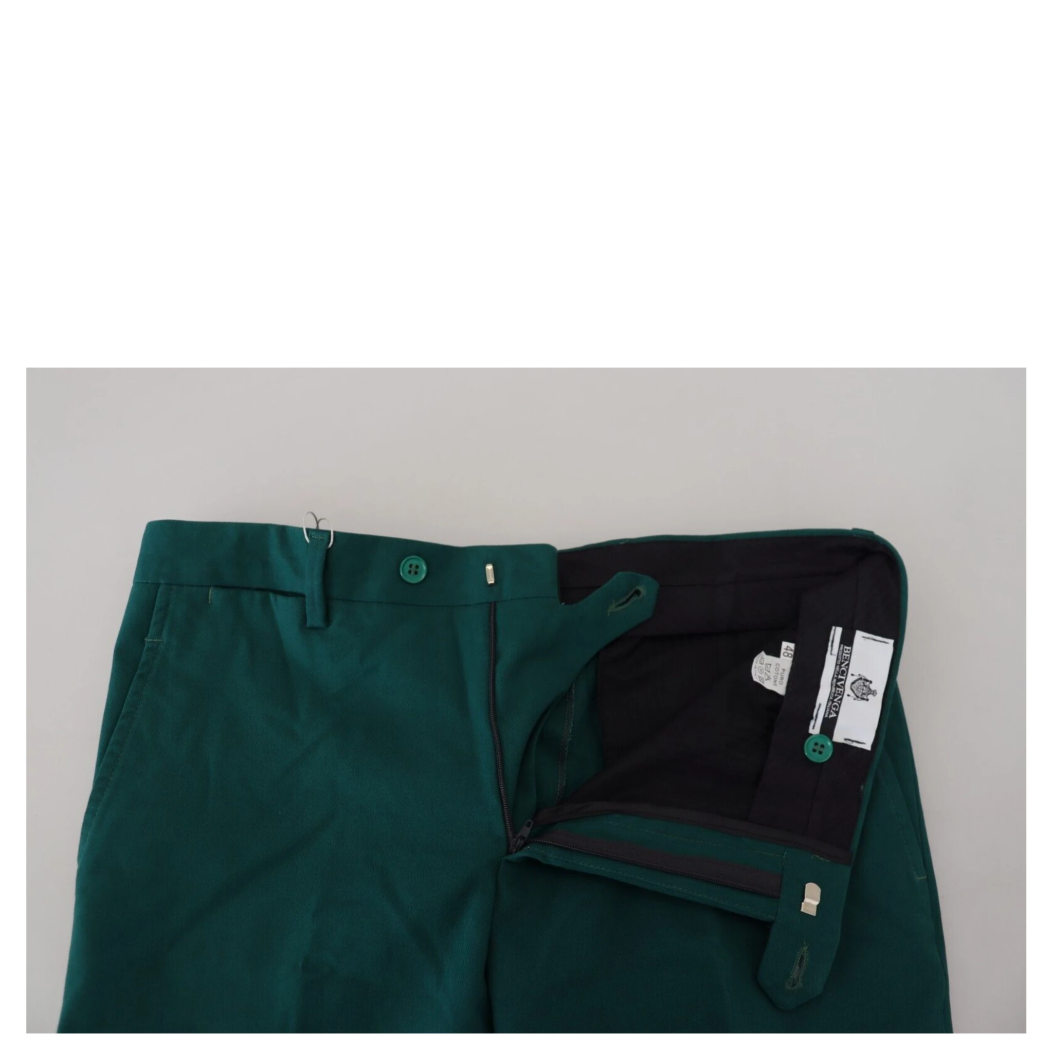 Green Straight Fit Men Formal Trousers Pants