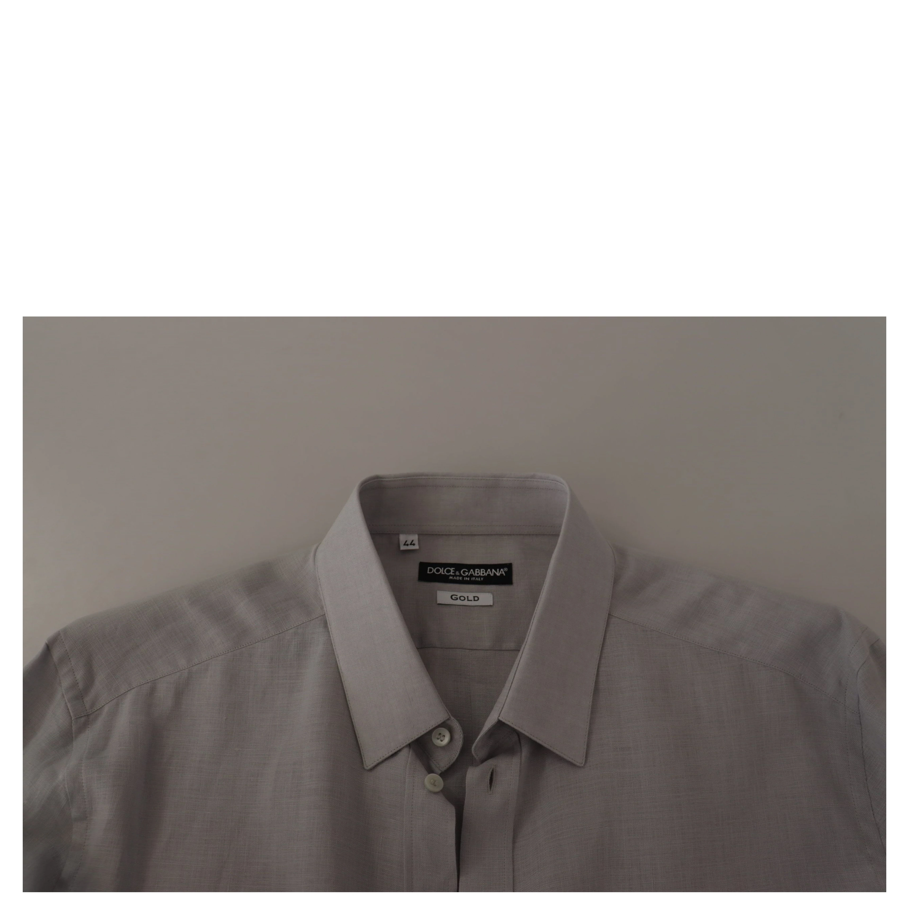 Gray Linen Long Sleeves Formal GOLD Shirt