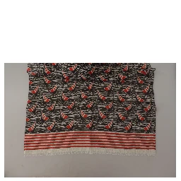 Black Red Linen Sailboat Stripe Print Shawl Scarf