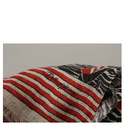 Black Red Linen Sailboat Stripe Print Shawl Scarf