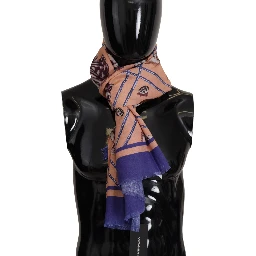 Blue Linen Seashell Pattern Mens Wrap Shawl Scarf