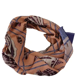 Blue Linen Seashell Pattern Mens Wrap Shawl Scarf