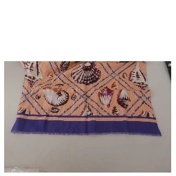 Blue Linen Seashell Pattern Mens Wrap Shawl Scarf