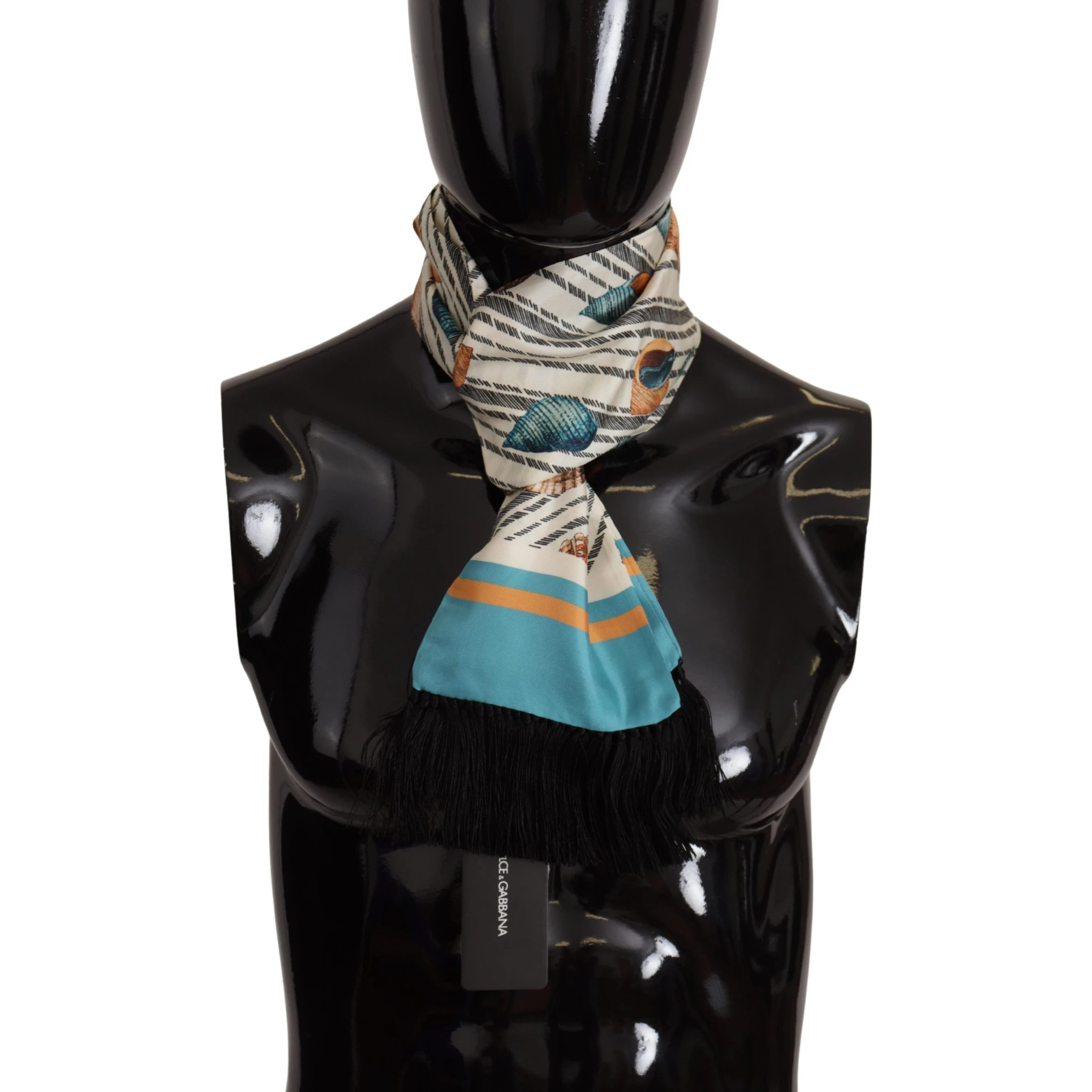 Multicolor Seashells DG Print Silk Shawl Fringe Scarf