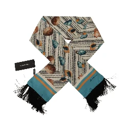Multicolor Seashells DG Print Silk Shawl Fringe Scarf