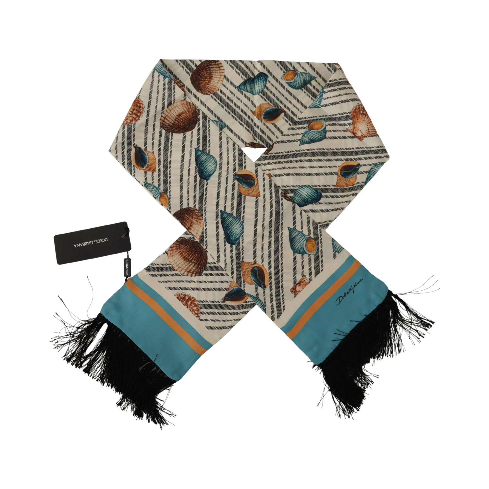 Multicolor Seashells DG Print Silk Shawl Fringe Scarf