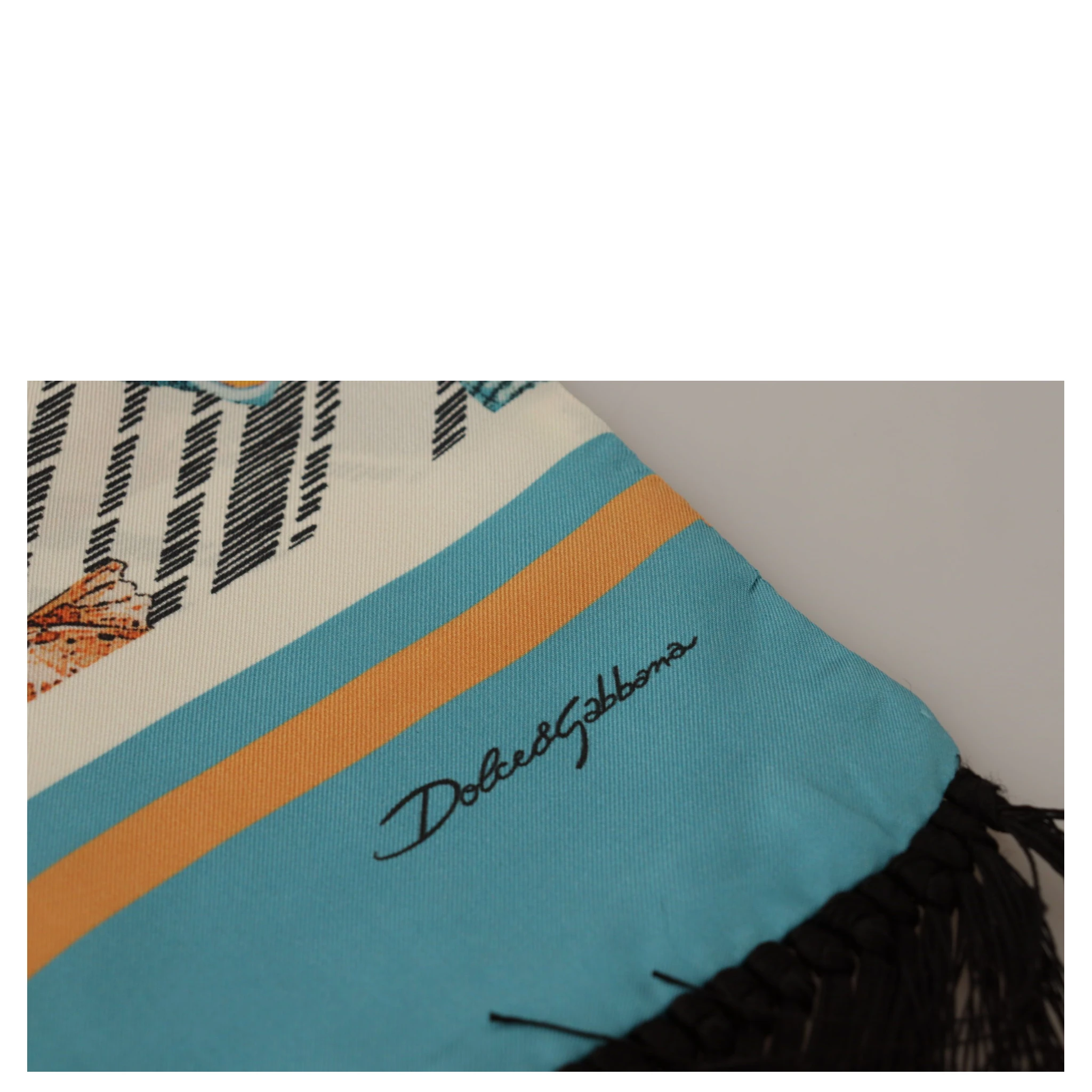 Multicolor Seashells DG Print Silk Shawl Fringe Scarf