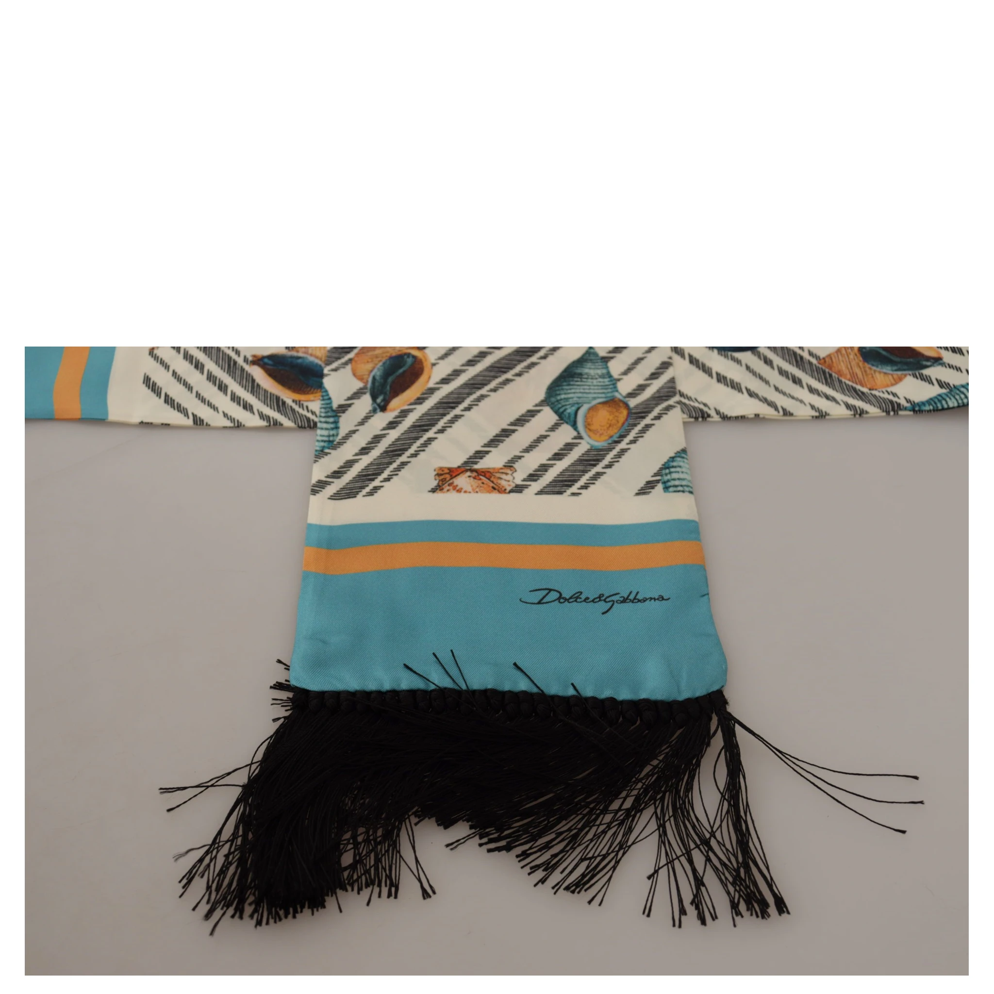 Multicolor Seashells DG Print Silk Shawl Fringe Scarf