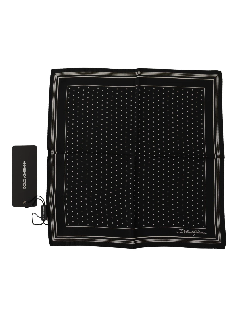 Black Polka Dots DG Logo Square Handkerchief