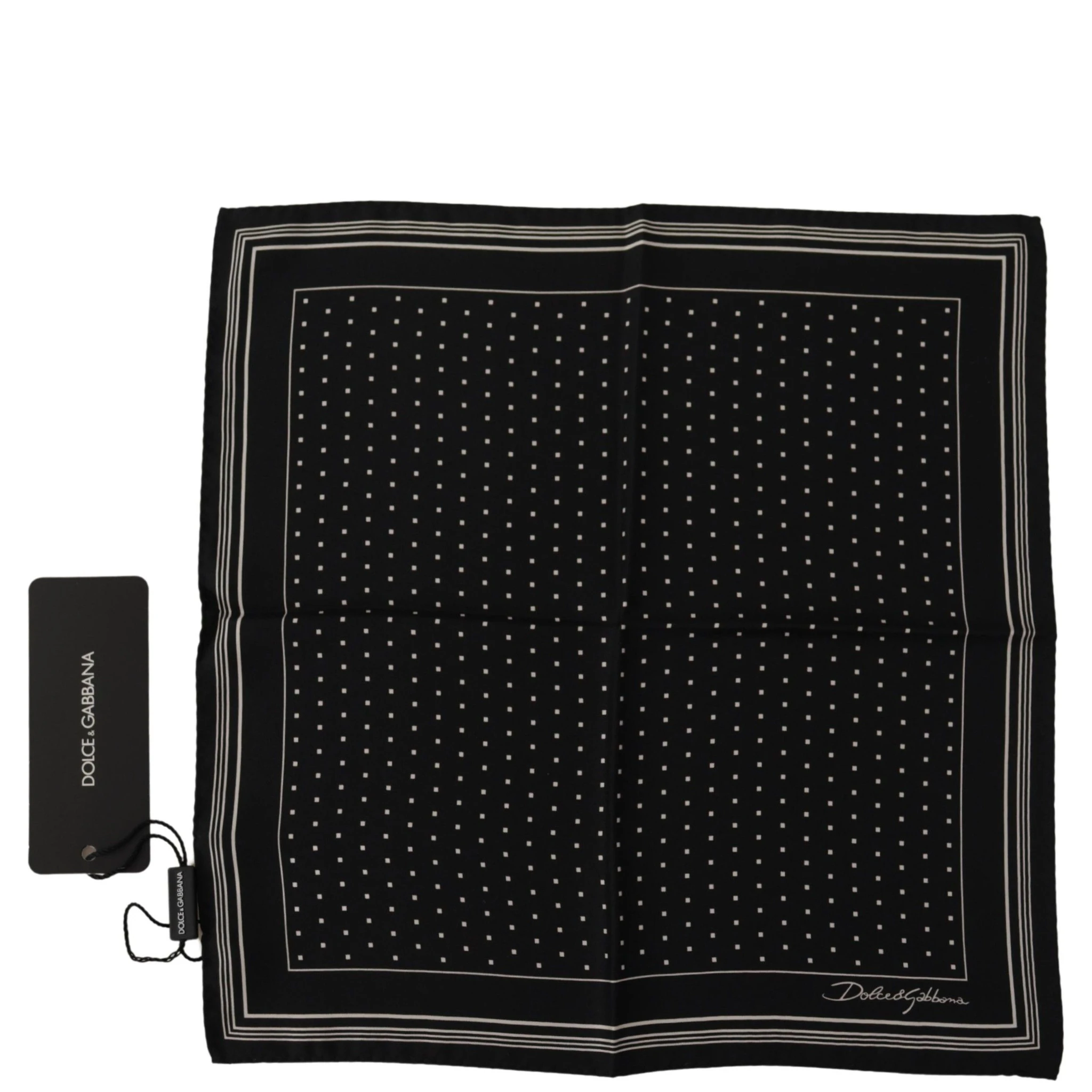 Black Polka Dots DG Logo Square Handkerchief