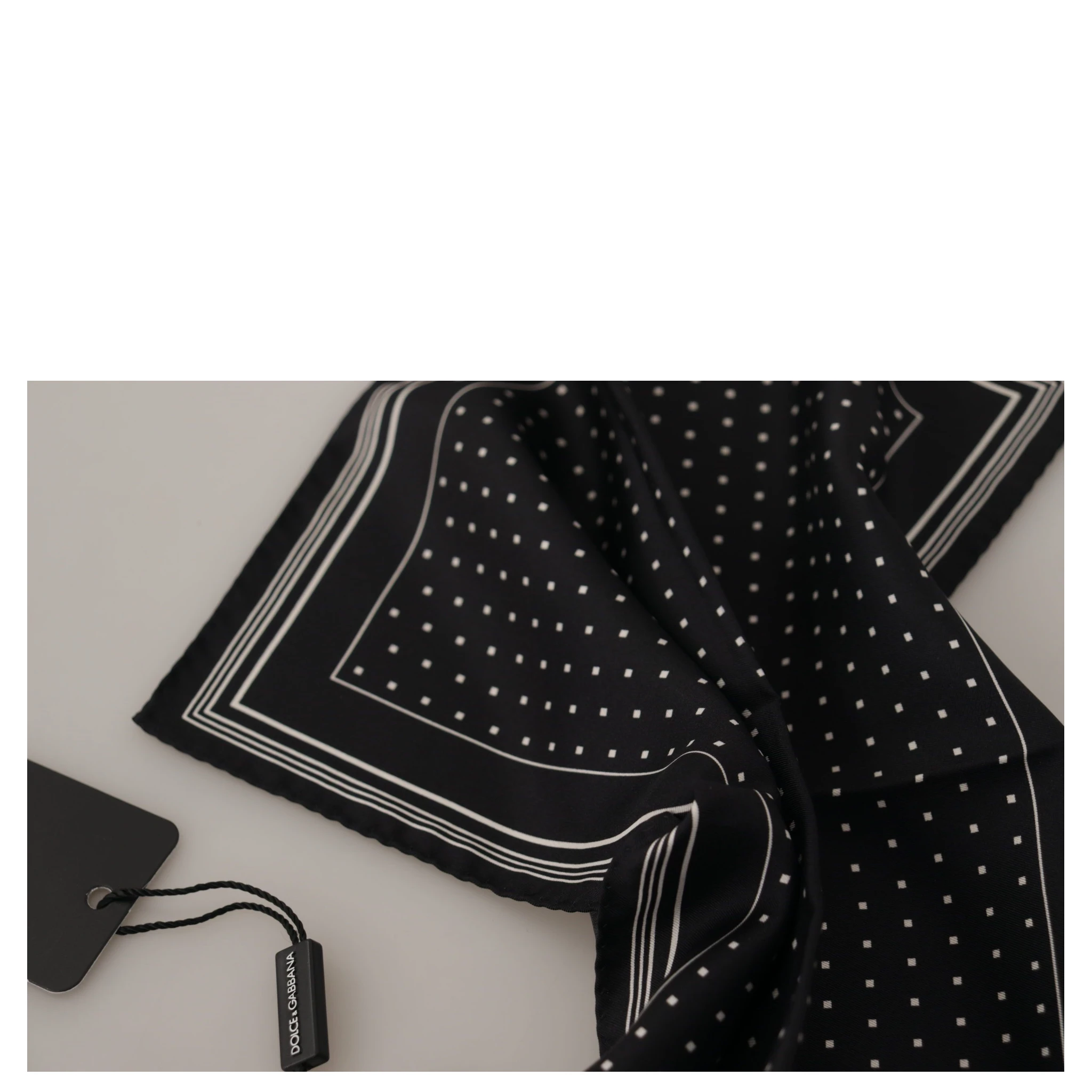 Black Polka Dots DG Logo Square Handkerchief