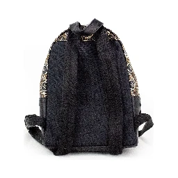 Signet Mini Black Logo Printed Leather Shoulder Backpack Bookbag