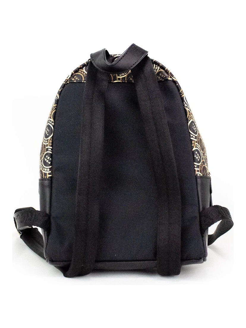 Signet Mini Black Logo Printed Leather Shoulder Backpack Bookbag