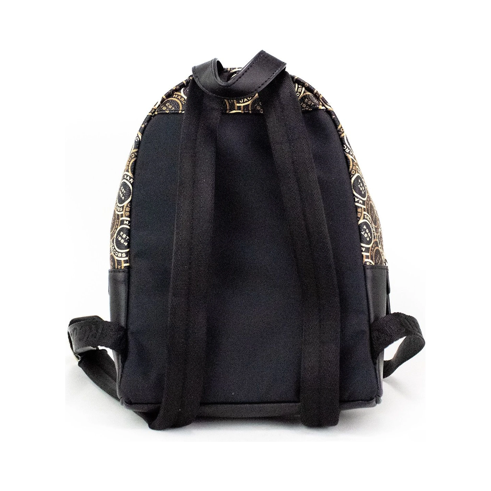 Signet Mini Black Logo Printed Leather Shoulder Backpack Bookbag