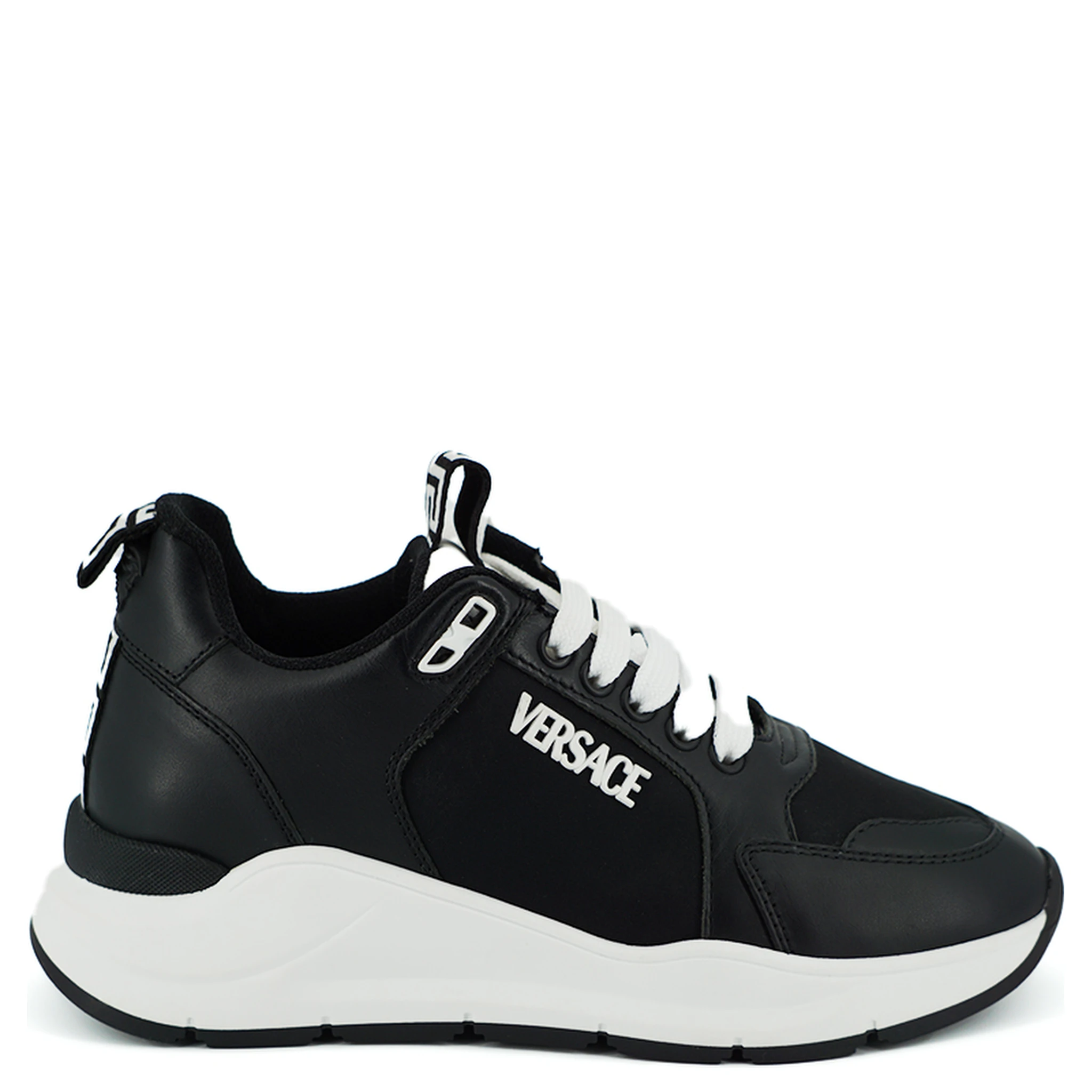 Black and White Calf Leather Sneakers