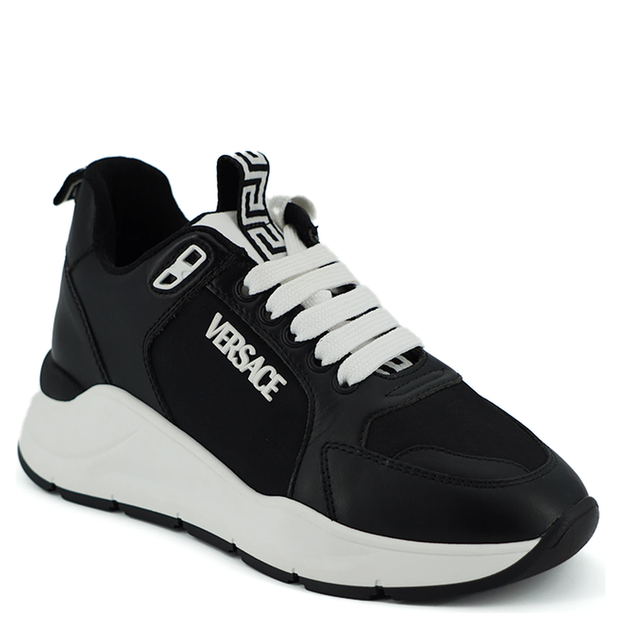 Black and White Calf Leather Sneakers
