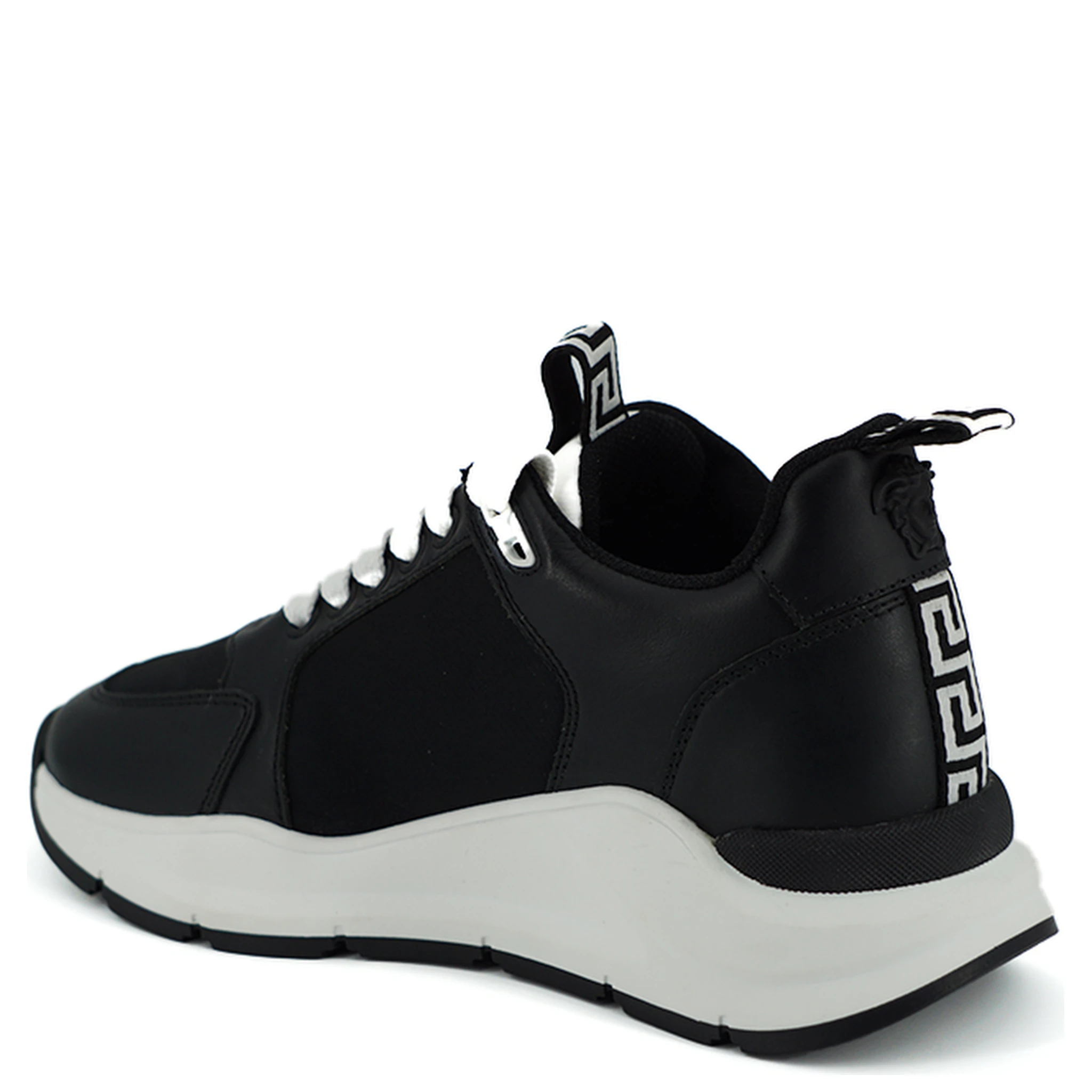 Black and White Calf Leather Sneakers