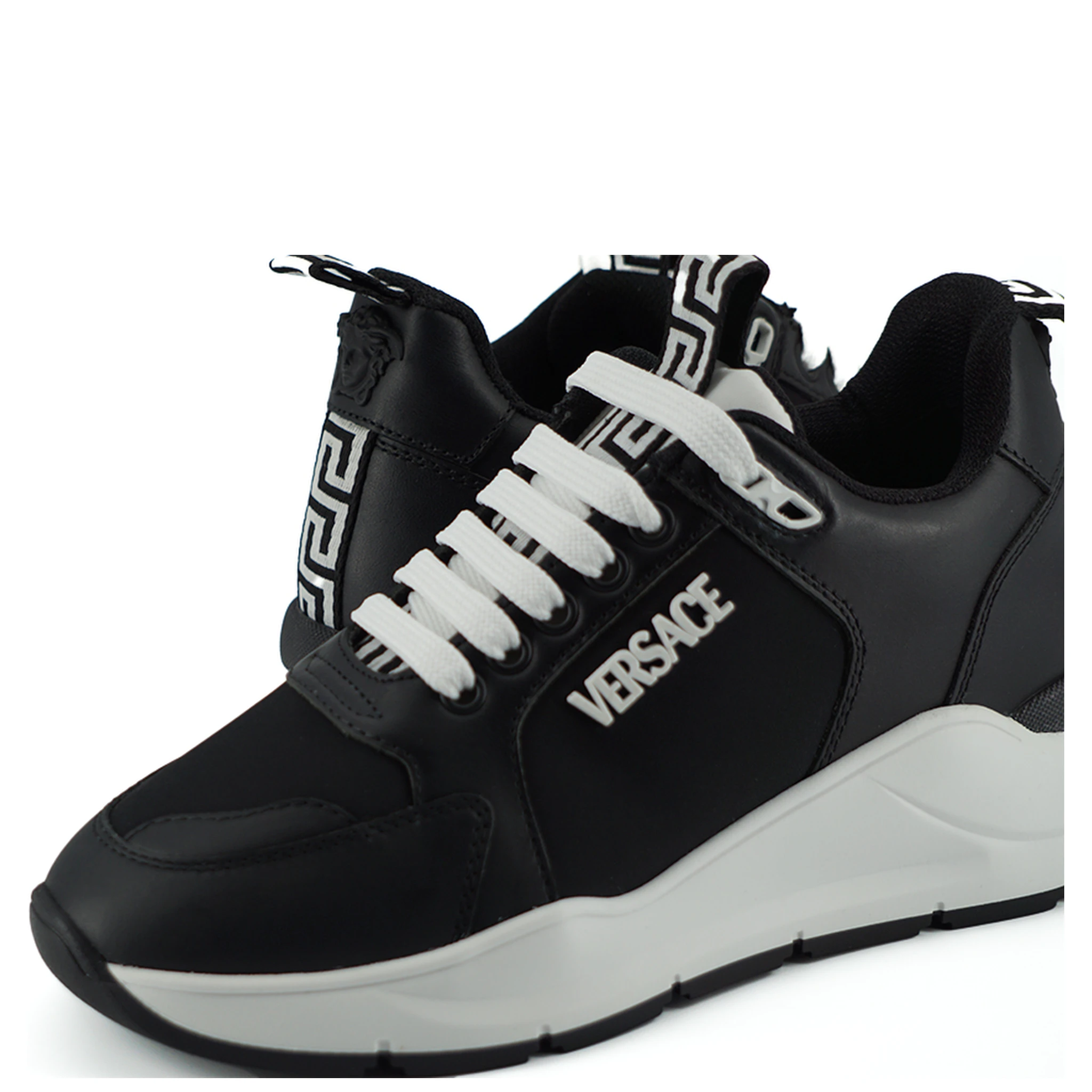 Black and White Calf Leather Sneakers