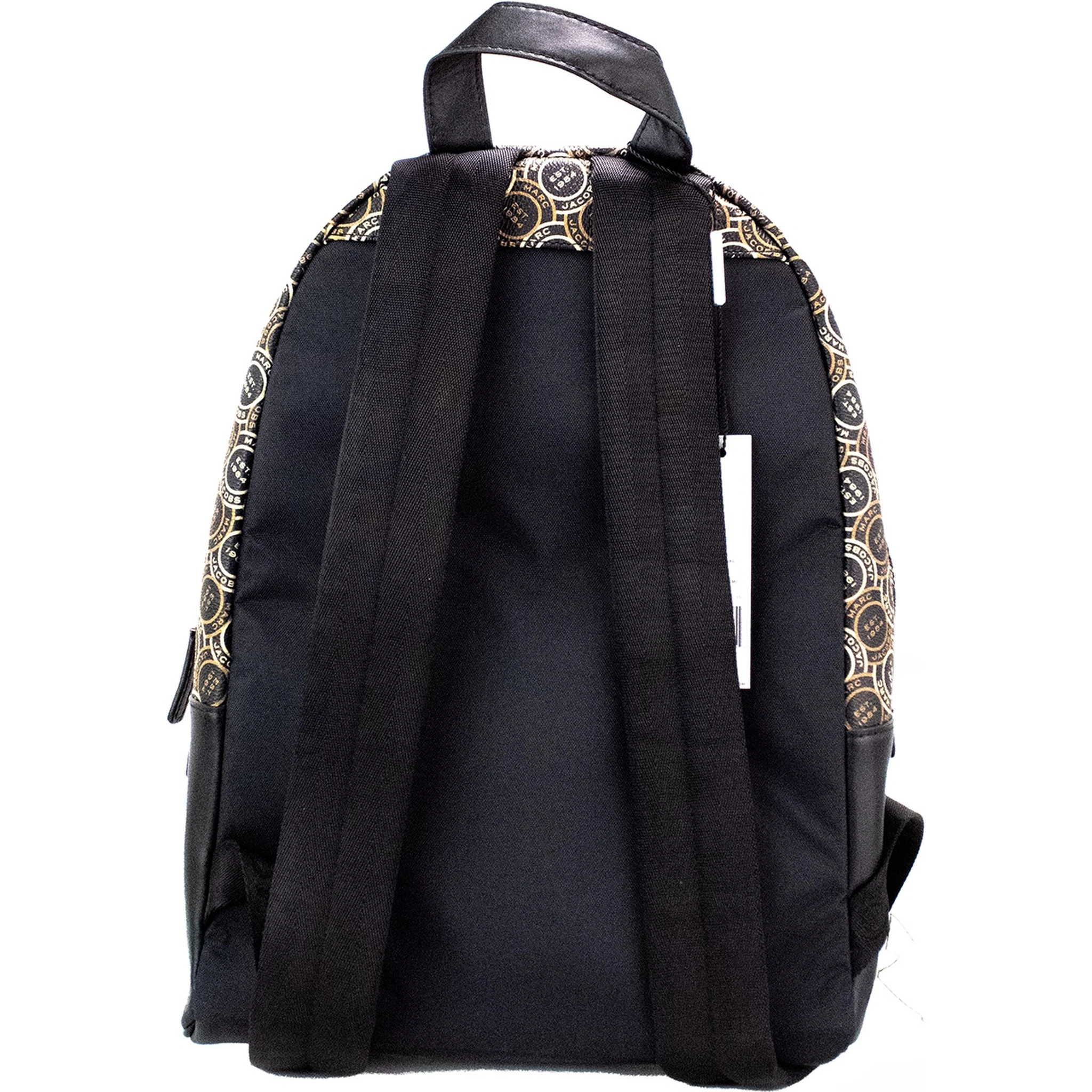 Signet Medium Black Logo Printed Leather Shoulder Backpack Bookbag